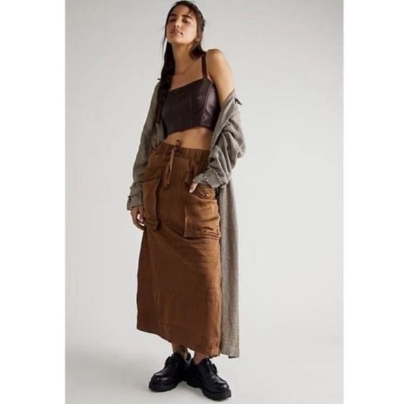 New Nicholas K x Free People Camel Brown Utility Field Skirt